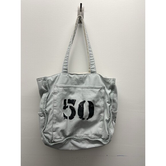 FEED The Children Large Canvas Light Blue Tote Bag - Picture 6 of 16